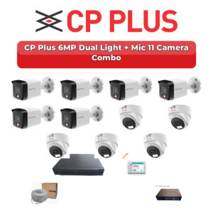 CP Plus 11 Camera 6MP IP CCTV Combo Kit | Dual Light + Mic | 16CH NVR | 2TB HDD