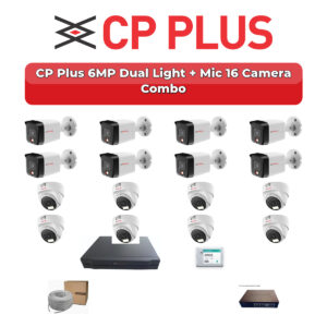 CP Plus 16 Camera 6MP IP CCTV Combo Kit | Dual Light + Mic | 16CH NVR | 4TB HDD