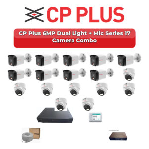 CP Plus 17 Camera 6MP IP CCTV Combo Kit | Dual Light + Mic | 32CH NVR | 1×4TB + 1×2TB HDD