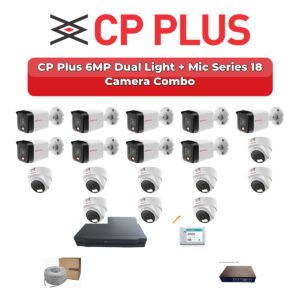 CP Plus 18 Camera 6MP IP CCTV Combo Kit | Dual Light + Mic | 32CH NVR | 1×4TB + 1×2TB HDD