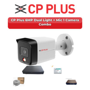 CP Plus 1 Camera 6MP IP CCTV Combo Kit | Dual Light + Mic | 4CH NVR | 500GB HDD