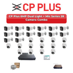 CP Plus 28 Camera 6MP IP CCTV Combo Kit | Dual Light + Mic | 32CH NVR | 1×4TB + 1×6TB HDD