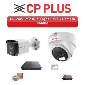 CP Plus 2 Camera 6MP IP CCTV Combo Kit | Dual Light + Mic | 4CH NVR | 500GB HDD
