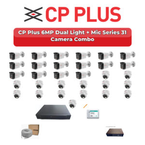 CP Plus 31 Camera 6MP IP CCTV Combo Kit | Dual Light + Mic | 32CH NVR | 2×6TB HDD