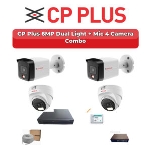 CP Plus 4 Camera 6MP IP CCTV Combo Kit | Dual Light + Mic | 4CH NVR | 500GB HDD