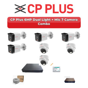 CP Plus 7 Camera 6MP IP CCTV Combo Kit | Dual Light + Mic | 8CH NVR | 1TB HDD