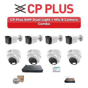 CP Plus 8 Camera 6MP IP CCTV Combo Kit | Dual Light + Mic | 8CH NVR | 1TB HDD