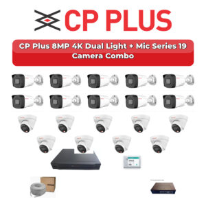 CP Plus 19 Camera 8MP IP CCTV Combo Kit | 4K Dual Light + Mic | 32CH NVR | 1×4TB + 1×2TB HDD