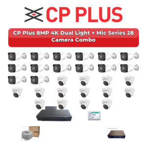 CP Plus 28 Camera 8MP IP CCTV Combo Kit | 4K Dual Light + Mic | 32CH NVR | 1×4TB + 1×6TB HDD