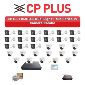 CP Plus 29 Camera 8MP IP CCTV Combo Kit | 4K Dual Light + Mic | 32CH NVR | 2×6TB HDD