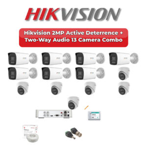 Hikvision 13 Camera 2MP HD CCTV Combo Kit | Active Deterrence + Two-Way Audio | 16CH XVR / DVR | 4TB HDD