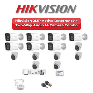Hikvision 14 Camera 2MP HD CCTV Combo Kit | Active Deterrence + Two-Way Audio | 16CH XVR / DVR | 4TB HDD