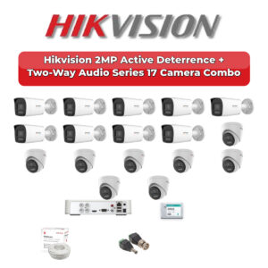 Hikvision 17 Camera 2MP HD CCTV Combo Kit | Active Deterrence + Two-Way Audio | 32CH XVR / DVR | 1×4TB + 1×2TB HDD
