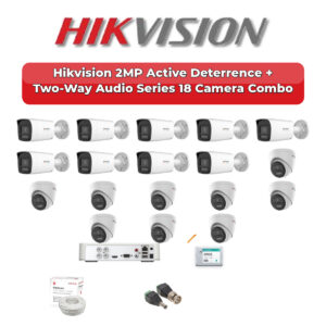 Hikvision 18 Camera 2MP HD CCTV Combo Kit | Active Deterrence + Two-Way Audio | 32CH XVR / DVR | 1×4TB + 1×2TB HDD