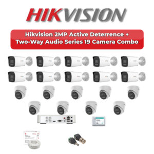 Hikvision 19 Camera 2MP HD CCTV Combo Kit | Active Deterrence + Two-Way Audio | 32CH XVR / DVR | 1×4TB + 1×2TB HDD