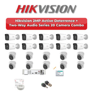Hikvision 20 Camera 2MP HD CCTV Combo Kit | Active Deterrence + Two-Way Audio | 32CH XVR / DVR | 1×4TB + 1×2TB HDD