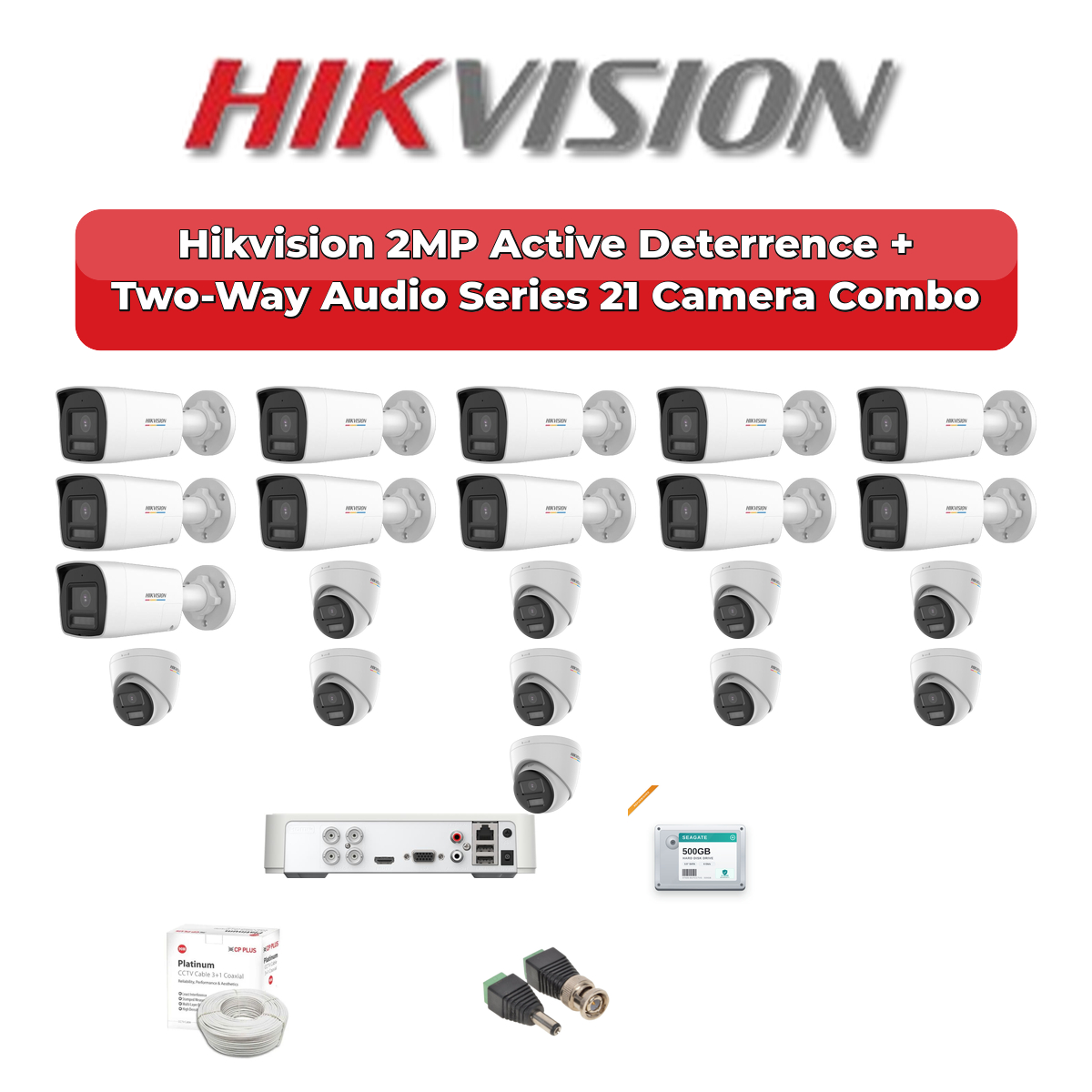 Hikvision 21 Camera 2MP HD CCTV Combo Kit | Active Deterrence + Two-Way Audio | 32CH XVR / DVR | 2ร4TB HDD 1 Hikvision 21 Camera 2MP HD CCTV Combo Kit | Active Deterrence + Two-Way Audio | 32CH XVR / DVR | 2ร4TB HDD