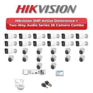 Hikvision 26 Camera 2MP HD CCTV Combo Kit | Active Deterrence + Two-Way Audio | 32CH XVR / DVR | 1×4TB + 1×6TB HDD
