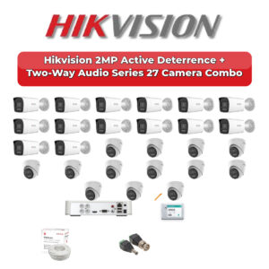 Hikvision 27 Camera 2MP HD CCTV Combo Kit | Active Deterrence + Two-Way Audio | 32CH XVR / DVR | 1×4TB + 1×6TB HDD