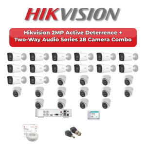 Hikvision 28 Camera 2MP HD CCTV Combo Kit | Active Deterrence + Two-Way Audio | 32CH XVR / DVR | 1×4TB + 1×6TB HDD