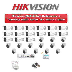 Hikvision 29 Camera 2MP HD CCTV Combo Kit | Active Deterrence + Two-Way Audio | 32CH XVR / DVR | 2×6TB HDD