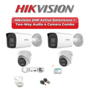 Hikvision 4 Camera 2MP HD CCTV Combo Kit | Active Deterrence + Two-Way Audio | 4CH XVR / DVR | 500GB HDD
