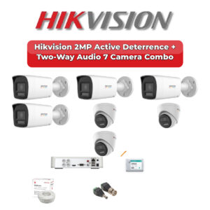 Hikvision 7 Camera 2MP HD CCTV Combo Kit | Active Deterrence + Two-Way Audio | 8CH XVR / DVR | 1TB HDD