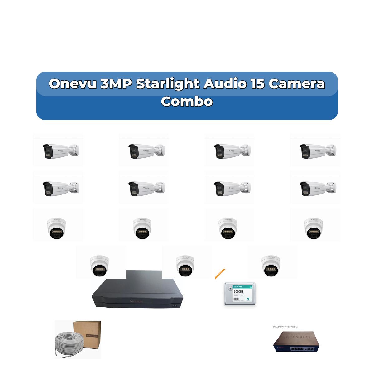 Onevu 15 Camera 3MP IP CCTV Combo Kit | Starlight Audio | 16CH NVR | 4TB HDD 1 Onevu 15 Camera 3MP IP CCTV Combo Kit | Starlight Audio | 16CH NVR | 4TB HDD