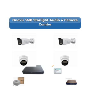 Onevu 4 Camera 3MP IP CCTV Combo Kit | Starlight Audio | 4CH NVR | 500GB HDD