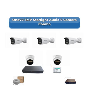 Onevu 5 Camera 3MP IP CCTV Combo Kit | Starlight Audio | 8CH NVR | 500GB HDD