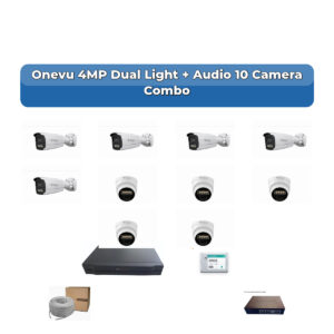 Onevu 10 Camera 4MP IP CCTV Combo Kit | Dual Light + Audio | 16CH NVR | 2TB HDD