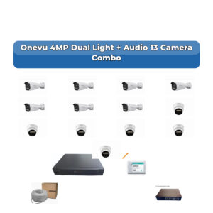 Onevu 13 Camera 4MP IP CCTV Combo Kit | Dual Light + Audio | 16CH NVR | 4TB HDD