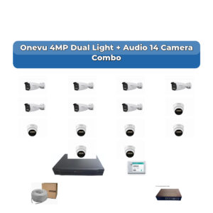 Onevu 14 Camera 4MP IP CCTV Combo Kit | Dual Light + Audio | 16CH NVR | 4TB HDD
