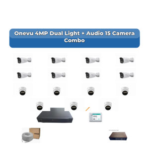 Onevu 15 Camera 4MP IP CCTV Combo Kit | Dual Light + Audio | 16CH NVR | 4TB HDD