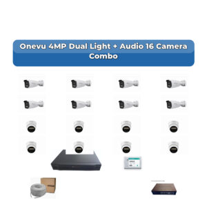 Onevu 16 Camera 4MP IP CCTV Combo Kit | Dual Light + Audio | 16CH NVR | 4TB HDD