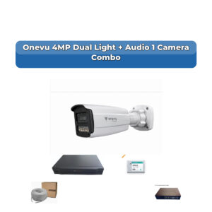Onevu 1 Camera 4MP IP CCTV Combo Kit | Dual Light + Audio | 4CH NVR | 500GB HDD