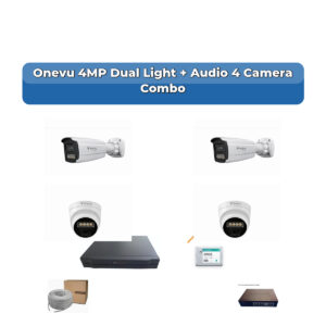 Onevu 4 Camera 4MP IP CCTV Combo Kit | Dual Light + Audio | 4CH NVR | 500GB HDD