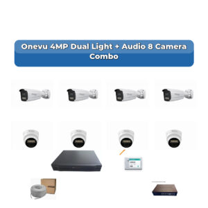 Onevu 8 Camera 4MP IP CCTV Combo Kit | Dual Light + Audio | 8CH NVR | 1TB HDD