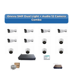 Onevu 12 Camera 5MP IP CCTV Combo Kit | Dual Light + Audio | 16CH NVR | 2TB HDD