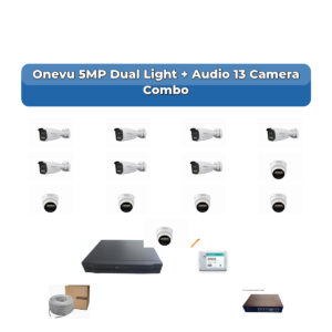 Onevu 13 Camera 5MP IP CCTV Combo Kit | Dual Light + Audio | 16CH NVR | 4TB HDD