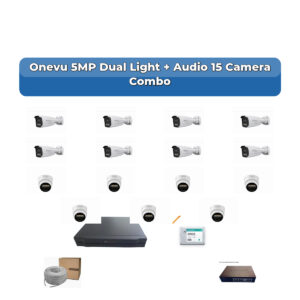 Onevu 15 Camera 5MP IP CCTV Combo Kit | Dual Light + Audio | 16CH NVR | 4TB HDD