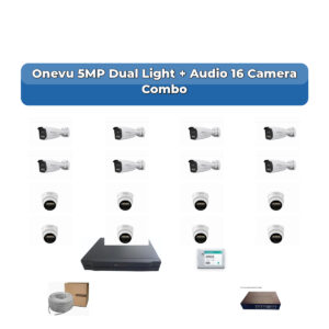 Onevu 16 Camera 5MP IP CCTV Combo Kit | Dual Light + Audio | 16CH NVR | 4TB HDD