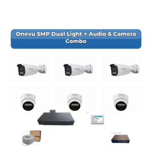Onevu 6 Camera 5MP IP CCTV Combo Kit | Dual Light + Audio | 8CH NVR | 500GB HDD