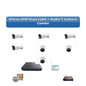Onevu 7 Camera 5MP IP CCTV Combo Kit | Dual Light + Audio | 8CH NVR | 1TB HDD