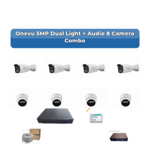 Onevu 8 Camera 5MP IP CCTV Combo Kit | Dual Light + Audio | 8CH NVR | 1TB HDD