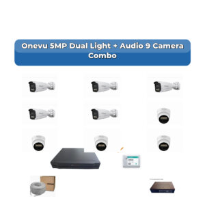 Onevu 9 Camera 5MP IP CCTV Combo Kit | Dual Light + Audio | 16CH NVR | 2TB HDD