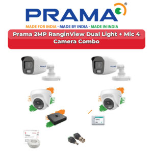 Prama 4 Camera 2MP HD CCTV Combo Kit | RanginView Dual Light + Mic | 4CH XVR / DVR | 500GB HDD