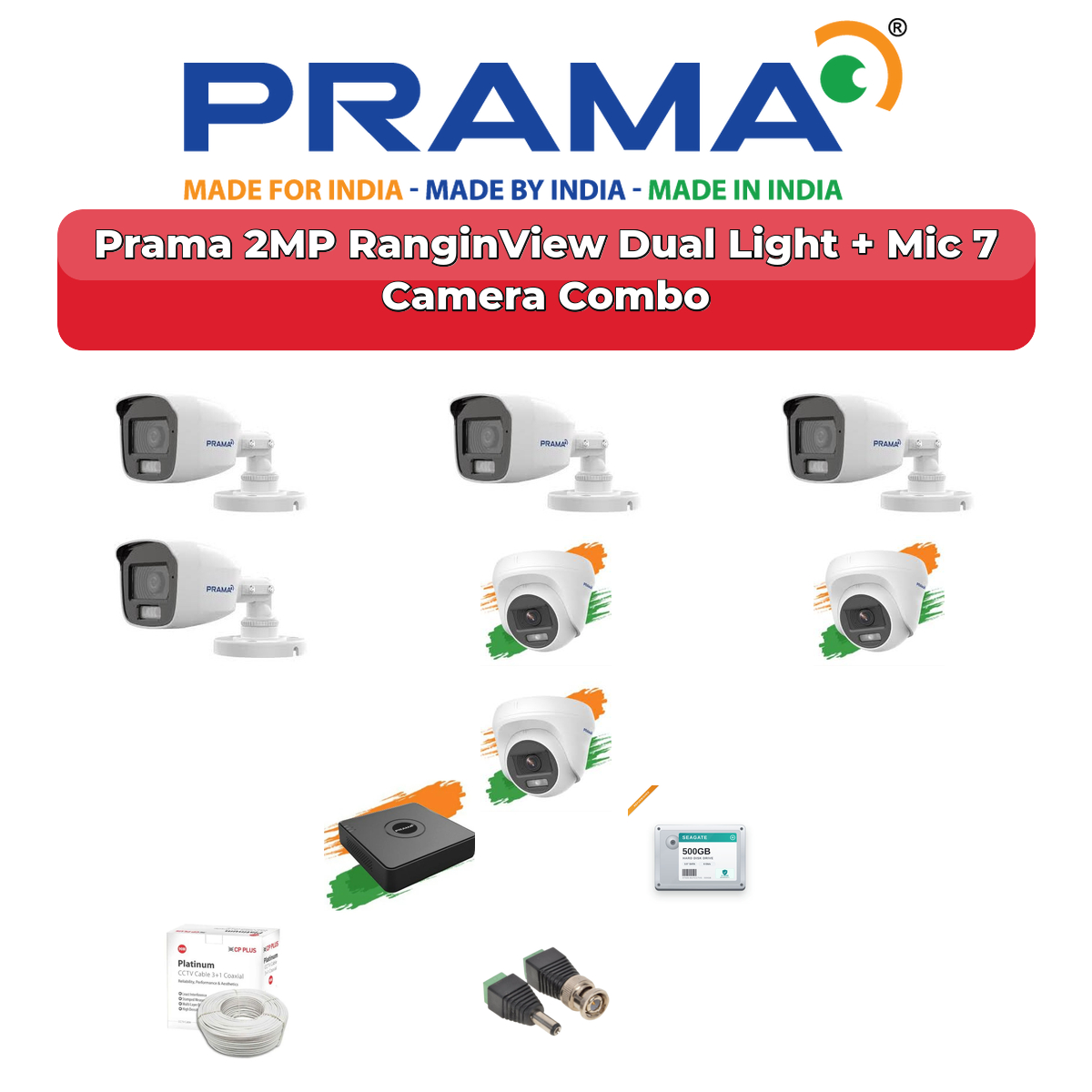 Prama 7 Camera 2MP HD CCTV Combo Kit | RanginView Dual Light + Mic | 8CH XVR / DVR | 1TB HDD 1 Prama 7 Camera 2MP HD CCTV Combo Kit | RanginView Dual Light + Mic | 8CH XVR / DVR | 1TB HDD