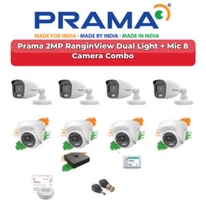 Prama 8 Camera 2MP HD CCTV Combo Kit | RanginView Dual Light + Mic | 8CH XVR / DVR | 1TB HDD