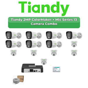 Tiandy 13 Camera 2MP IP CCTV Combo Kit | ColorMaker + Mic | 20CH NVR | 1×4TB HDD